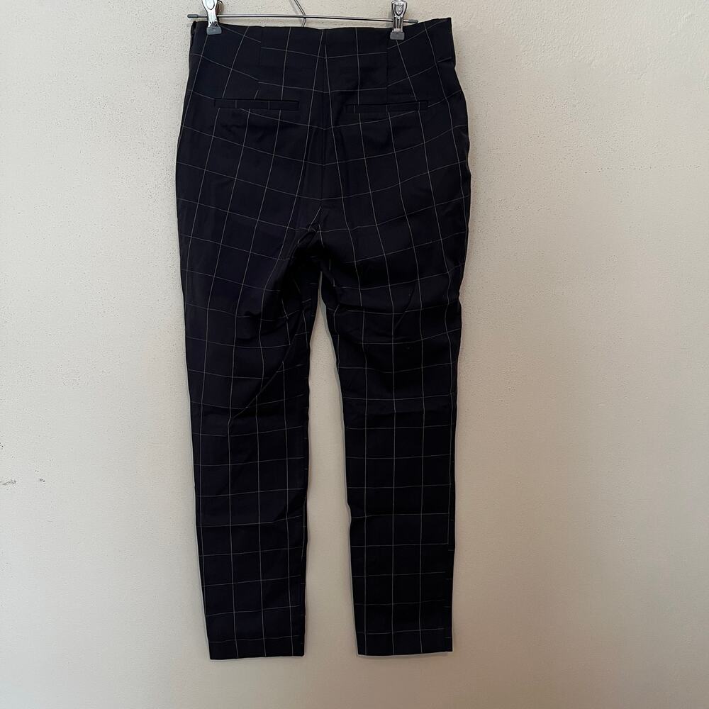 A New Day Windowpane Plaid Pants Womens Size 8 grey& White, Side Zip Office